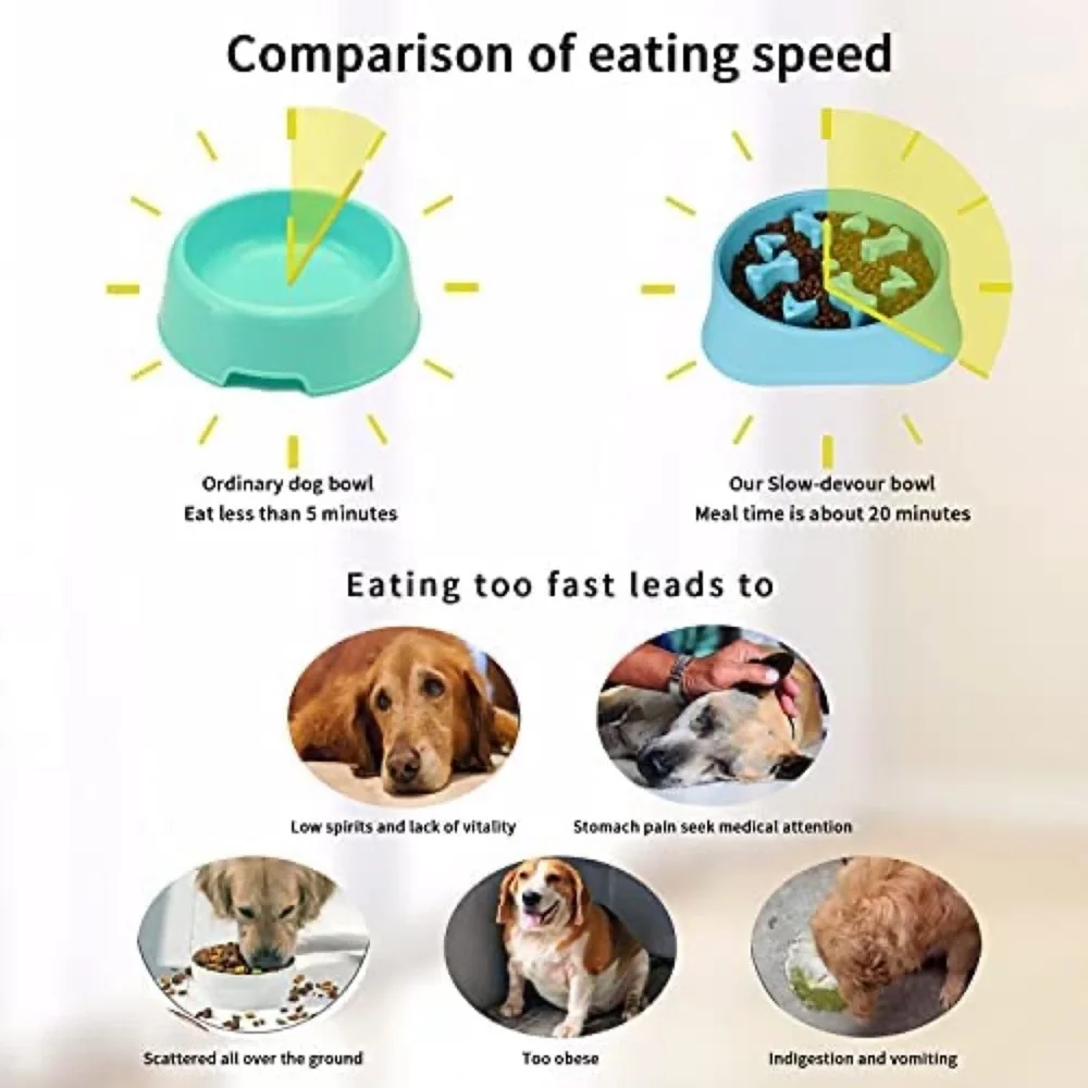 Dog Silicone Pad Non-Slip Anti-Chocking Small Bone Bowl Slow Eating Feeder Blue